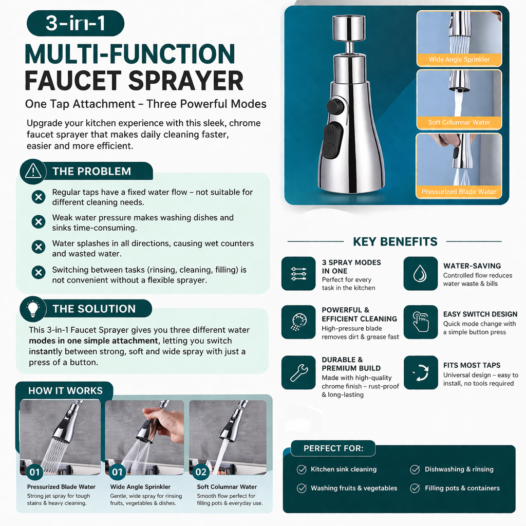 HydrowFlow 3-in-1 Kitchen Faucet sprayer